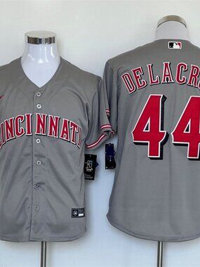 Streetwear Style Baseball Shirt - Grey/Red - De La Cruz #44